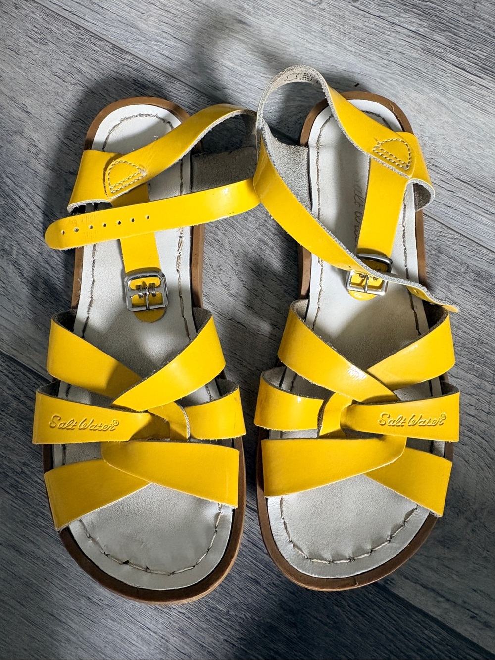 Salt Water Yellow Leather Strappy Sandals size 5